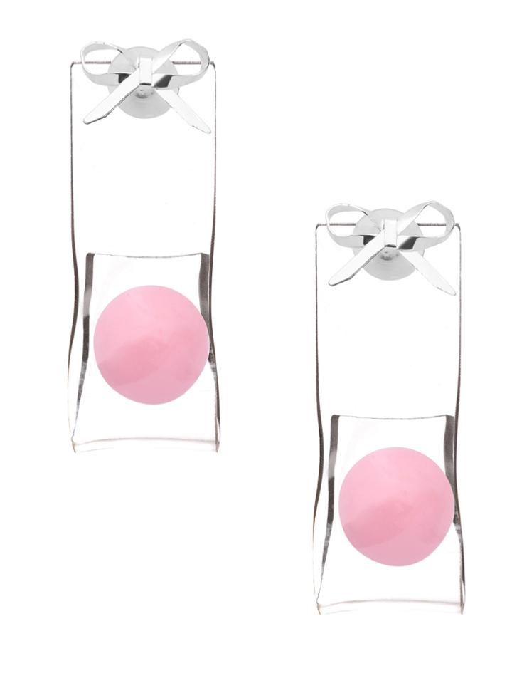 Shein Pink Bead Clear Acrylic Personalized Drop Earrings