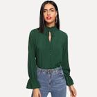 Shein Frilled Neck Button Up Blouse