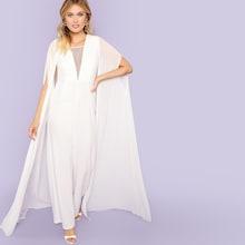 Shein Cloak Sleeve Mesh Insert Wide Leg Jumpsuit
