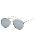 Shein Silver Thick Frame Double Bridge Retro Style Sunglasses