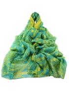Shein Green Autumn New Flower Printed Long Voile Scarf