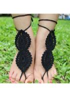 Rosewe Black Knitting Strappy Geometric Shaped Anklet