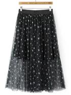 Shein Elastic Waist Star Print Mesh Skirt