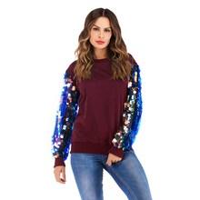 Shein Contrast Sequin Sleeve Sweatshirt