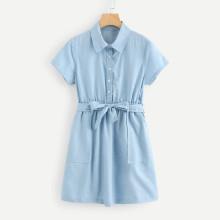 Shein Belted Denim Shirt Dresss