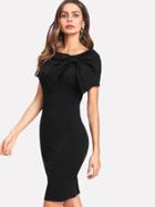 Shein Exaggerate Bow Detail Zip Back Pencil Dress