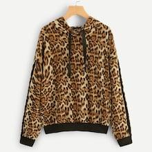 Shein Drop Shoulder Leopard Hoodie