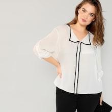 Shein Plus Contrast Binding Blouse