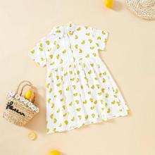 Shein Girls Button Up Banana Print Collar Dress