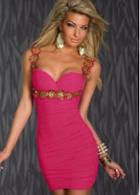 Rosewe Party Coquettish Flower Decoration Strappy Pink Bodycon Dress