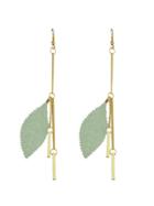 Shein Green  Color Feather Spike Pendant Long Earrings