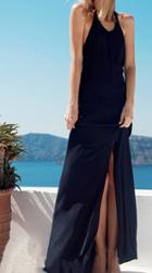 Shein Black Halter Backless Split Floor Length Dress