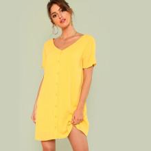 Shein Double V Neckline Shirt Dress