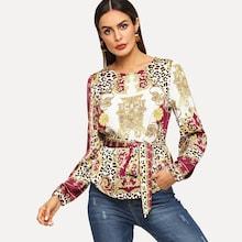 Shein Vertical Striped Peplum Top