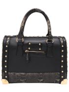 Shein Black Pu Snake Leather Embellished Studded Bowling Bag