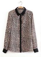 Rosewe Charming Single Breasted Chiffon Leopard Shirts For Work
