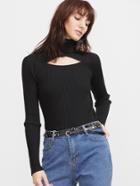 Shein Black Turtleneck Cut Out Ribbed Sweater