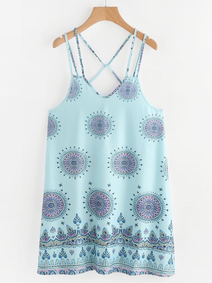 Shein Vintage Print Strappy Dress
