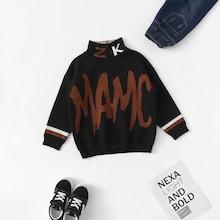 Shein Girls High Neck Letter Pattern Sweater