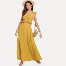 Shein Ruched Ruffle Top & Skirt Co-ord