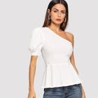 Shein Asymmetrical Puff Sleeve Peplum Top