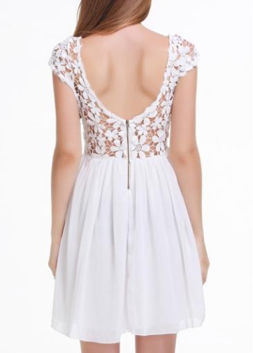 Rosewe Elegant Cap Sleeve Open Back Dress For Woman