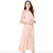 Shein Lace Up Sleeve Chiffon Dress