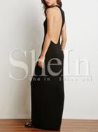Shein Black Sleeveless Backless Maxi Dress