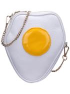 Shein White Crocodile Embossed Fried Egg Clutch With Chain