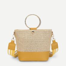 Shein Two Tone Shoulder Bag With Ring Handle