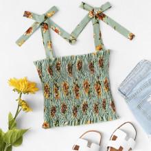 Shein Floral Print Pleated Top