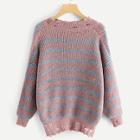 Shein Plus Ripped Decoration Striped Sweater