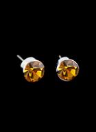 Shein Yellow Diamond Silver Stud Earrings