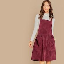 Shein Pocket Front Cord Pinafore Dress