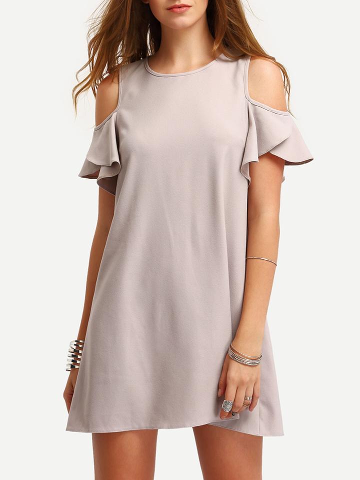 Shein Cold Shoulder Ruffle Sleeves Shift Dress