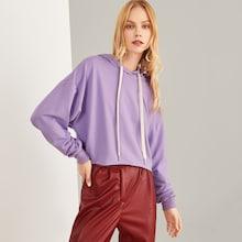 Shein Curve Hem Drawstring Hoodie Sweatshirt