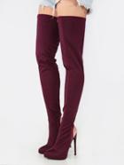 Shein Thigh High Heel Cut Out Stiletto Heels Oxblood
