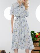 Shein Grey Cape Belted Floral A-line Dress