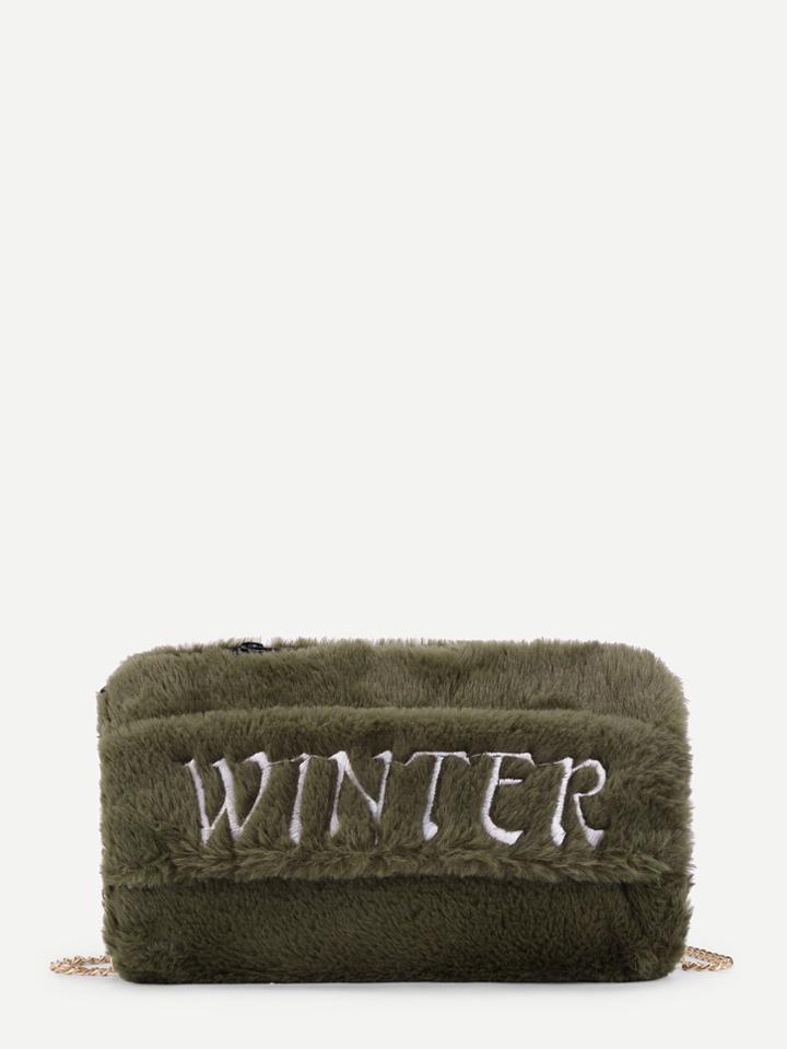 Shein Faux Fur Overlay Chain Bag
