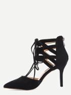 Shein Black Faux Suede Pointed Out Cutout Pumps