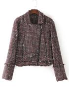 Shein Oblique Zipper Tweed Jacket