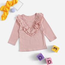 Shein Toddler Girls Frill Trim Solid Tee
