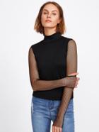 Shein Fishnet Panel Slim Fit Top