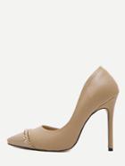 Shein Apricot Faux Leather Cap Toe Studded Pumps