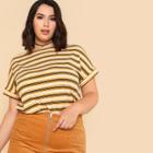 Shein Plus Rib Knit Striped T-shirt