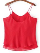 Shein Red Double Layers Chiffon Spaghetti Strap Tank Top
