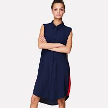 Shein Striped Side Curved Dip Hem Shirt Dress