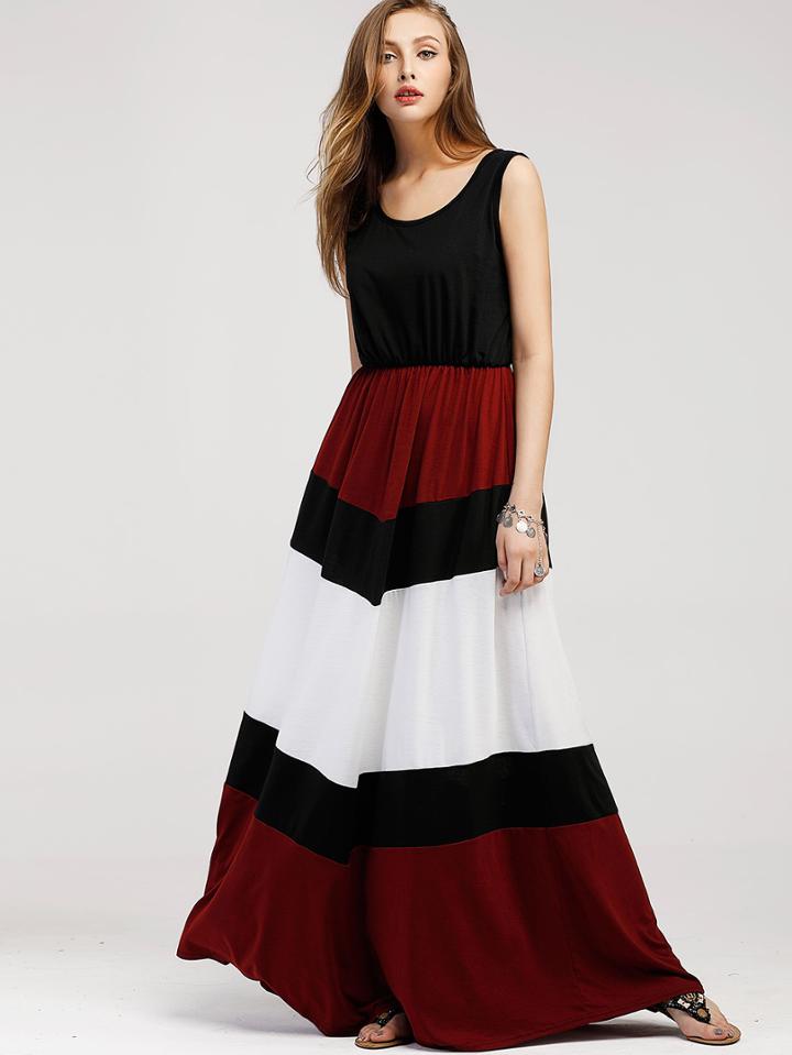 Shein Color Block Floor Length Tank Dress