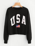 Shein America Flag Print Sweatshirt
