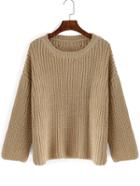 Shein Apricot Round Neck Hollow Back Sweater